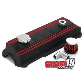 Tampa de válvulas AP 8v - Preto Texturizado com Vermelho - Race Chrome
