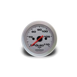 Termômetro Mecânico 52mm - Óleo 2 metros - Racing Prata - CRONOMAC