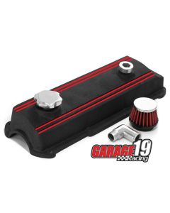 Tampa de válvulas AP 8v - Preto Texturizado com Vermelho - Race Chrome