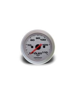 Termômetro Mecânico 52mm - Óleo 2 metros - Racing Prata - CRONOMAC